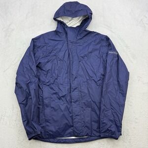 Marmot Jacket Mens Medium Navy Windbreaker Lightweight Rain Coat 100% Nylon